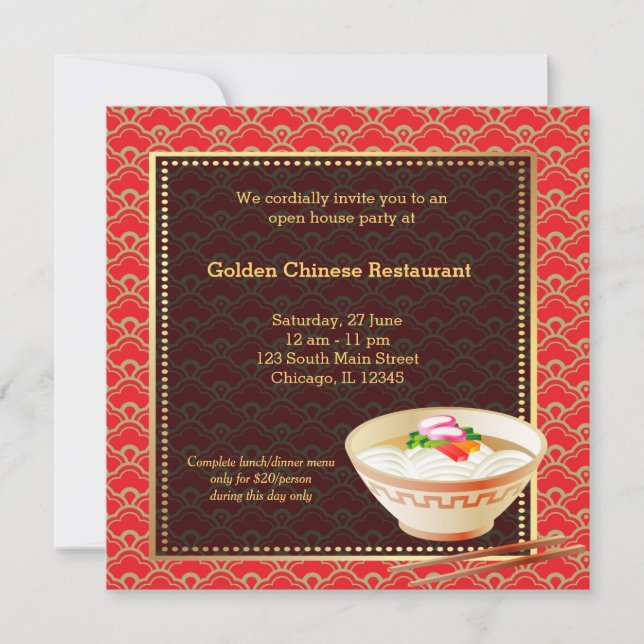 Grand Opening Chinese Restaurant Invitation (Front)