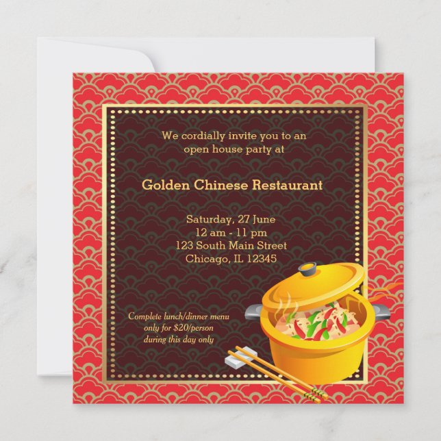 Grand Opening Chinese Restaurant Invitation (Front)