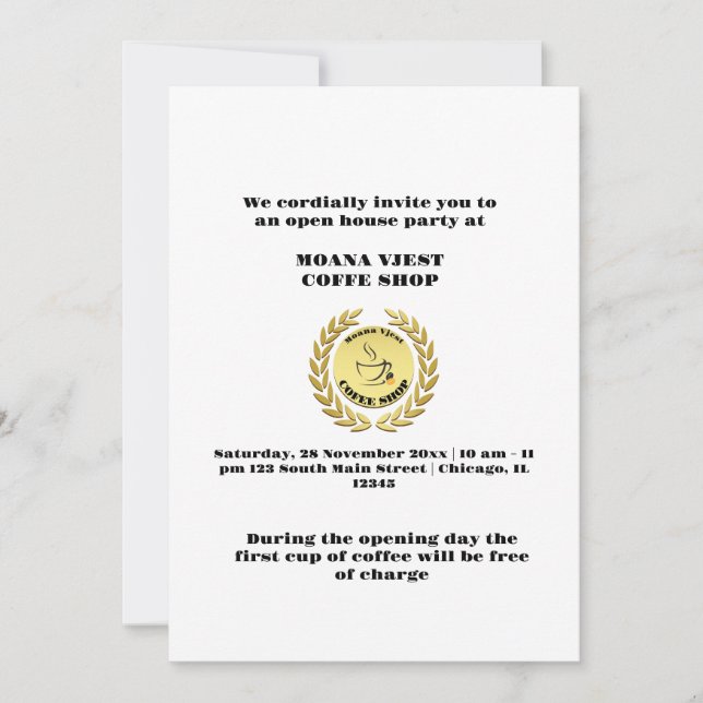 Grand Opening Coffee House Invitation (Front)