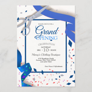 Grand Opening Event Blue Ribbon (Open Back) Invitation