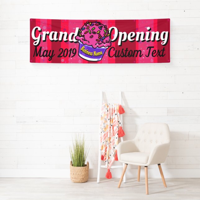 Grand Opening Ice Cream Shop Customisable Banner (Insitu)