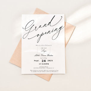 Grand Opening Logo Elegant Black and White Invitation