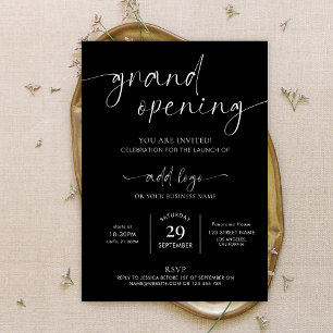 Grand Opening Logo Minimalist Black & White Invita Invitation