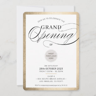 GRAND OPENING modern business event black gold Invitation