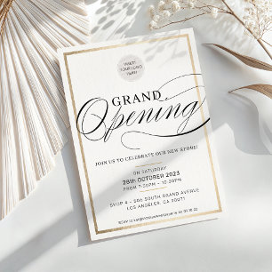 GRAND OPENING modern business logo event black Invitation