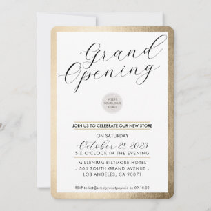 GRAND OPENING modern calligraphy business gold Invitation