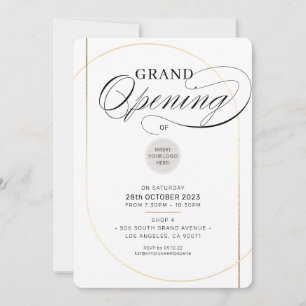 GRAND OPENING modern minimal business black gold Invitation