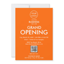 Grand Opening Modern Orange Business Logo QR Code