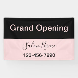 Grand Opening Pale Pink & Black Beauty Salon Name Banner