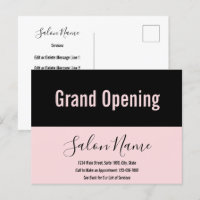 Grand Opening Pale Pink Black Script Beauty Salon