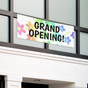 GRAND OPENING! Rainbow Flowers Banner