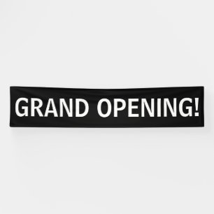 Grand opening simple black white banner sign
