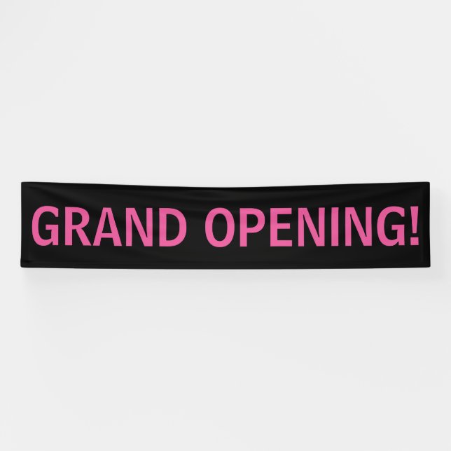 Grand opening simple pink black banner sign (Horizontal)