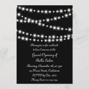 Grand Opening Twinkle Lights (black) Invitation