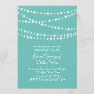 Grand Opening Twinkle Lights turquoise Invitation