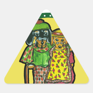 Grand Parent Doxies Triangle Sticker
