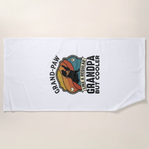 Grand Paw Grandpa Dog Retro Sunset Bandana_1 Beach Towel