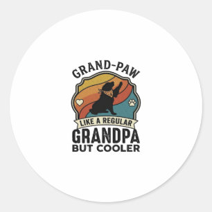 Grand Paw Grandpa Dog Retro Sunset Bandana_1 Classic Round Sticker