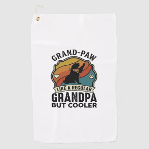 Grand Paw Grandpa Dog Retro Sunset Bandana_1 Golf Towel