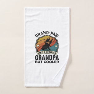 Grand Paw Grandpa Dog Retro Sunset Bandana_1 Hand Towel