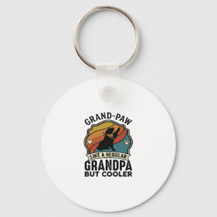 Grand Paw Grandpa Dog Retro Sunset Bandana_1 Key Ring