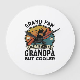 Grand Paw Grandpa Dog Retro Sunset Bandana_1 Large Clock