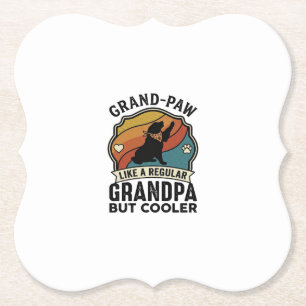 Grand Paw Grandpa Dog Retro Sunset Bandana_1 Paper Coaster
