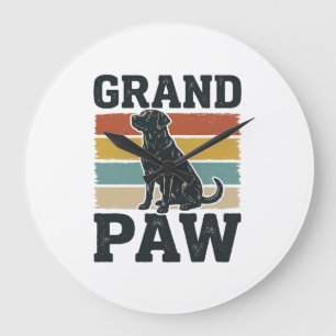 Grand Paw Vintage Dog Grandpa Shirt Design_1 Large Clock