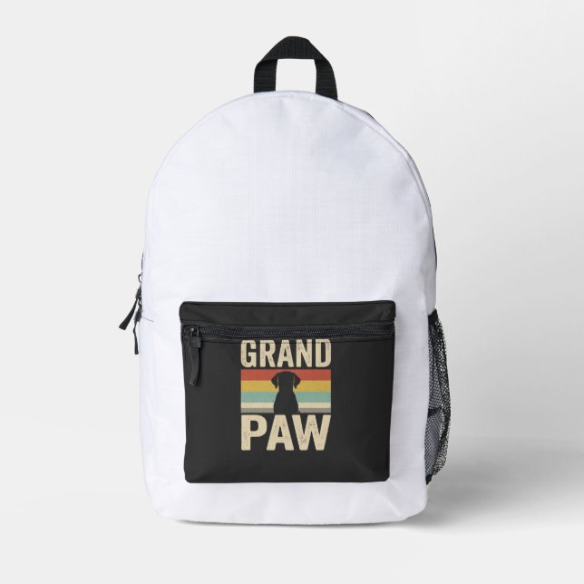 Grand Paw Vintage Dog Retro Printed Backpack (Front)