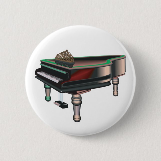 grand piano 6 cm round badge (Front)
