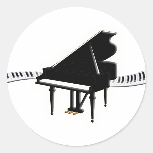 Grand piano and Keyboard Classic Round Sticker (Front)
