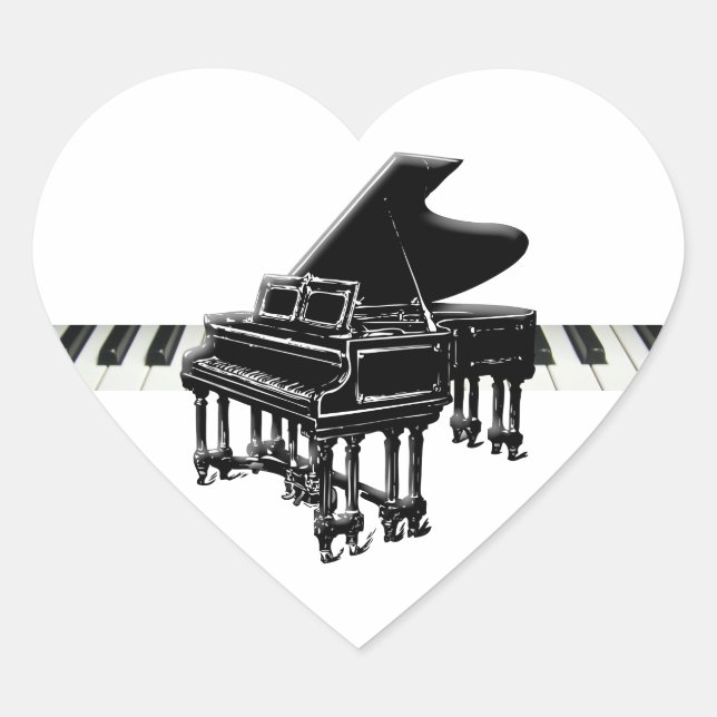 Grand Piano and Keyboard Heart Sticker (Front)