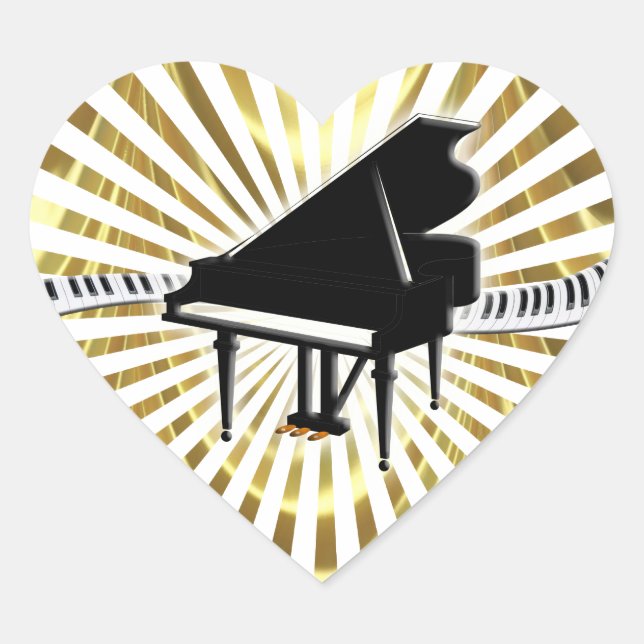 Grand piano and Keyboard Heart Sticker (Front)