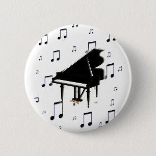 Grand Piano and Music Notes 6 Cm Round Badge