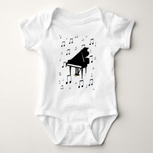 Grand Piano and Music Notes Baby Bodysuit