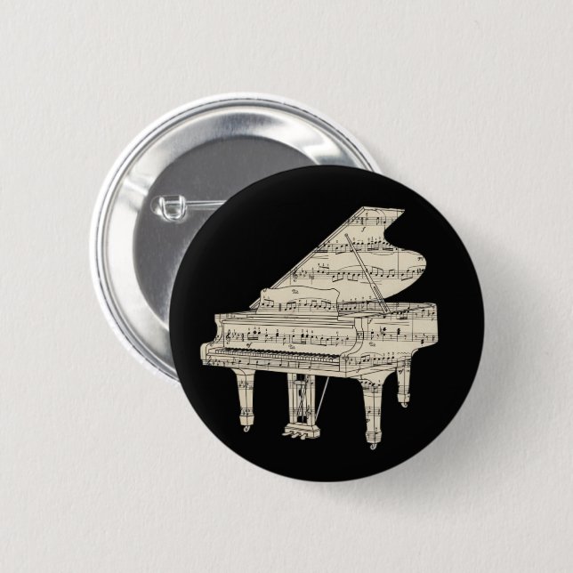 Grand Piano and Music Notes Button (Front & Back)