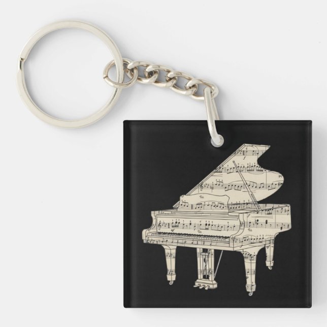 Grand Piano and Music Notes  Key Ring (Front)