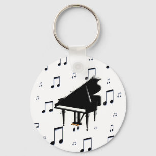 Grand Piano and Music Notes Key Ring