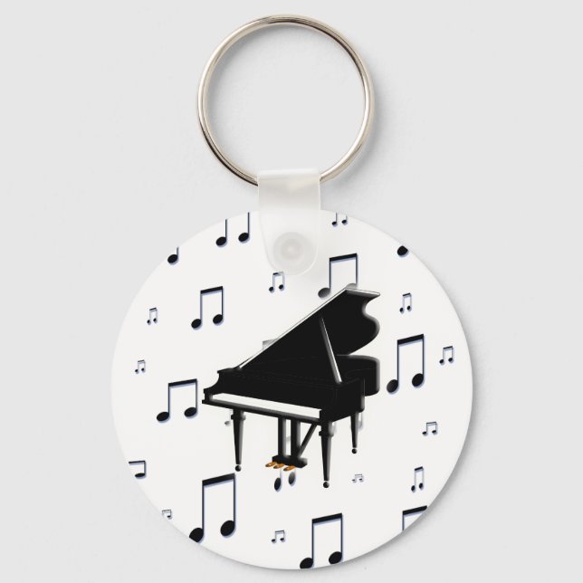 Grand Piano and Music Notes Key Ring (Front)