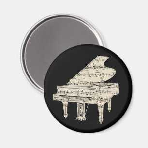 Grand Piano and Music Notes Magnet