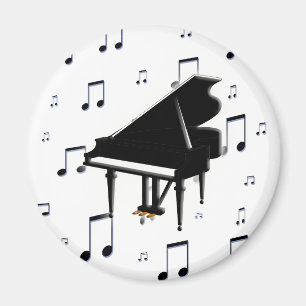 Grand Piano and Music Notes Magnet