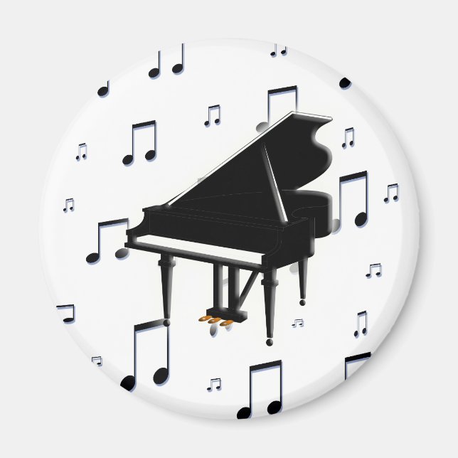 Grand Piano and Music Notes Magnet (Front)