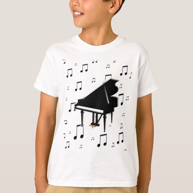Grand Piano and Music Notes T-Shirt (Front)