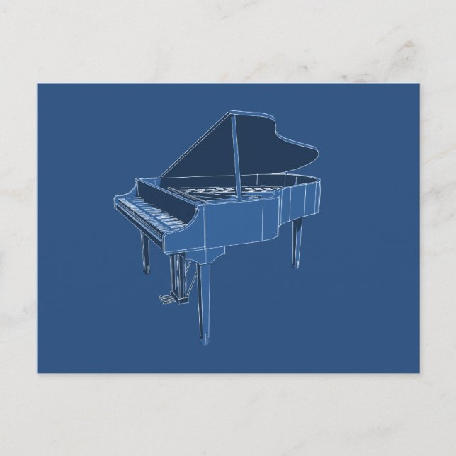 Grand Piano: Blueprint Painting: Postcard (Front)