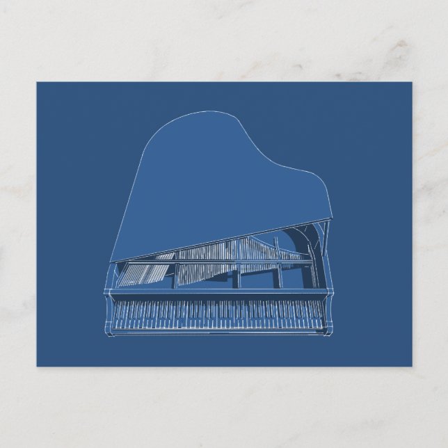 Grand Piano: Blueprint Painting: Postcard (Front)