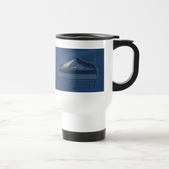 Grand Piano: Blueprint Painting: Travel Mug (Right)