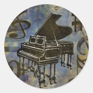 Grand Piano Collage Classic Round Sticker
