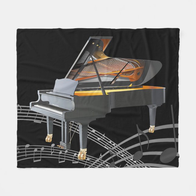 Grand Piano Fleece Blanket (Front (Horizontal))