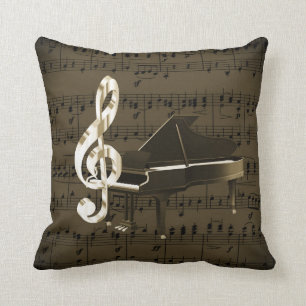 Grand Piano Gold Treble Clef Bronze Sheet Music Cushion