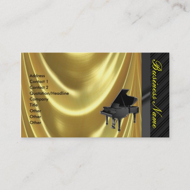 Grand Piano Golden Elegant Business Card (Front)